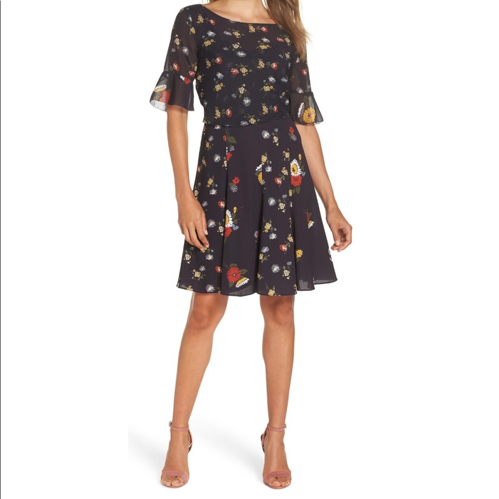 French Connection Baudet Print Fit & Flare Dress (Size 2)